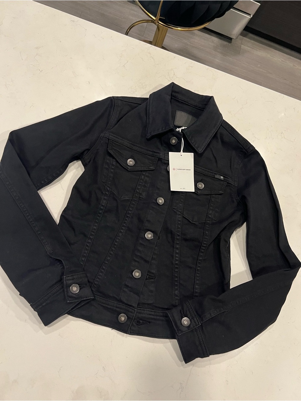 Ag Adriano Goldschmied Black Jacket with White Tag Detail